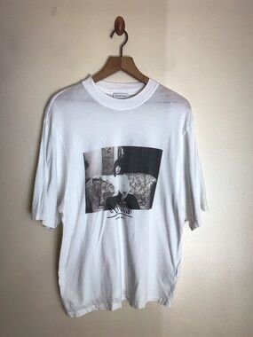 Anine Bing White Graphic Short Sleeve Tee with Black Photo Print
